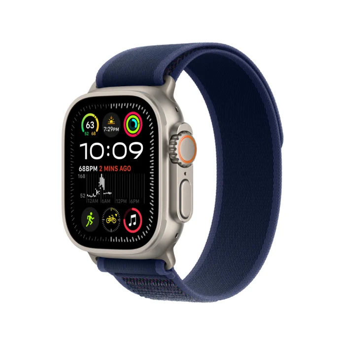 Apple Watch Ultra 2 Natural Titanium Case with Blue Trail Loop - M/L